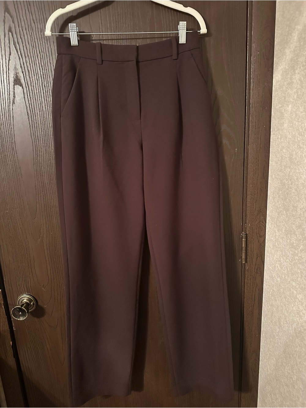 Abercrombie & Fitch Women's High-Waist Wide-Leg Trousers in Deep Brown